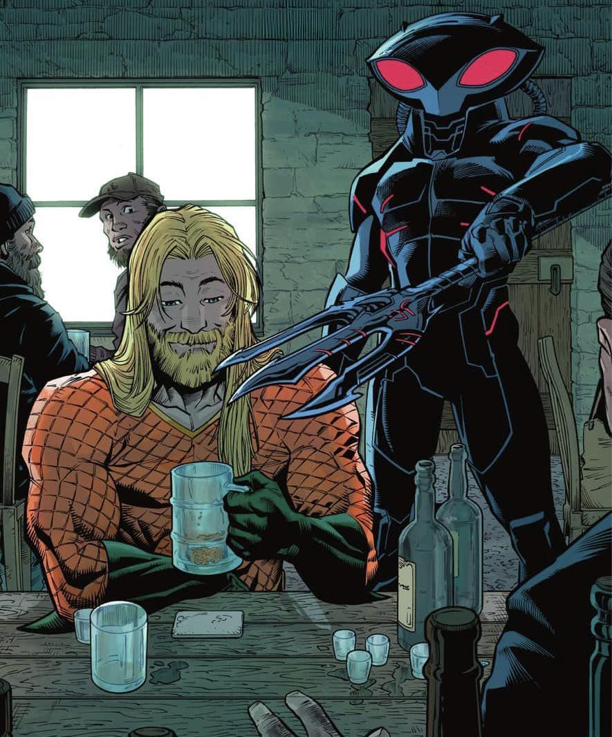 Black Manta confronts a drunk Aquaman
