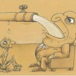 Fat Man Drinking From Pipe