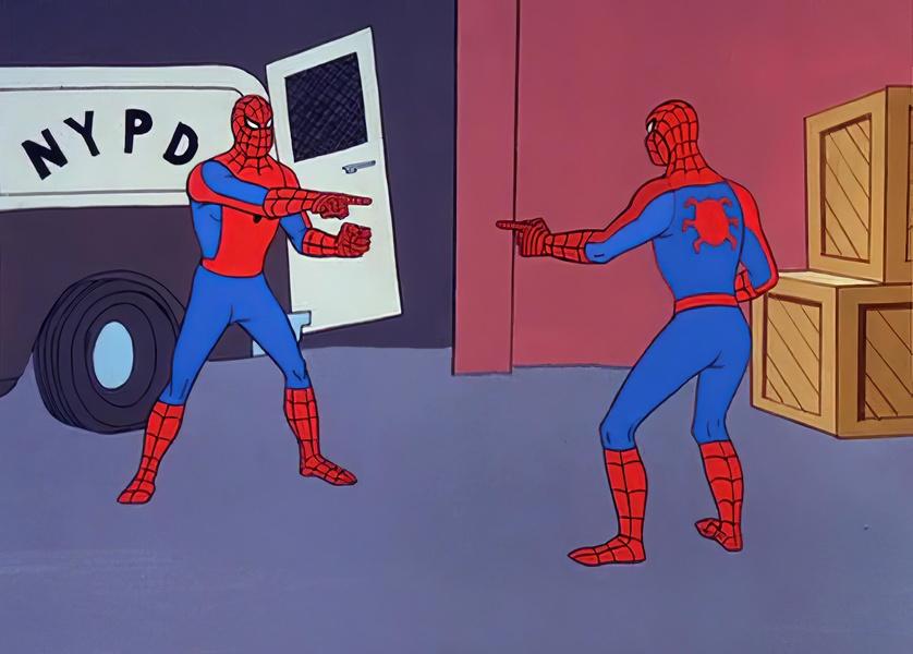 Spider-Man Pointing at Spider-Man